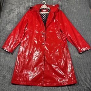 Jane Post Hooded Rain Coat Iconic Princess Slicker Polka Dot Trench Jacket Small